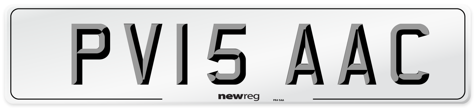 PV15 AAC Number Plate from New Reg